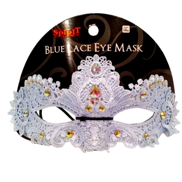 Spirit Accessories - Masquerade Mask Lace Baby Blue Rhinestone Spirit Halloween Costume NEW
